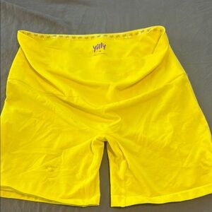 YITTY Yellow Bike Shorts with Elastic Waistband